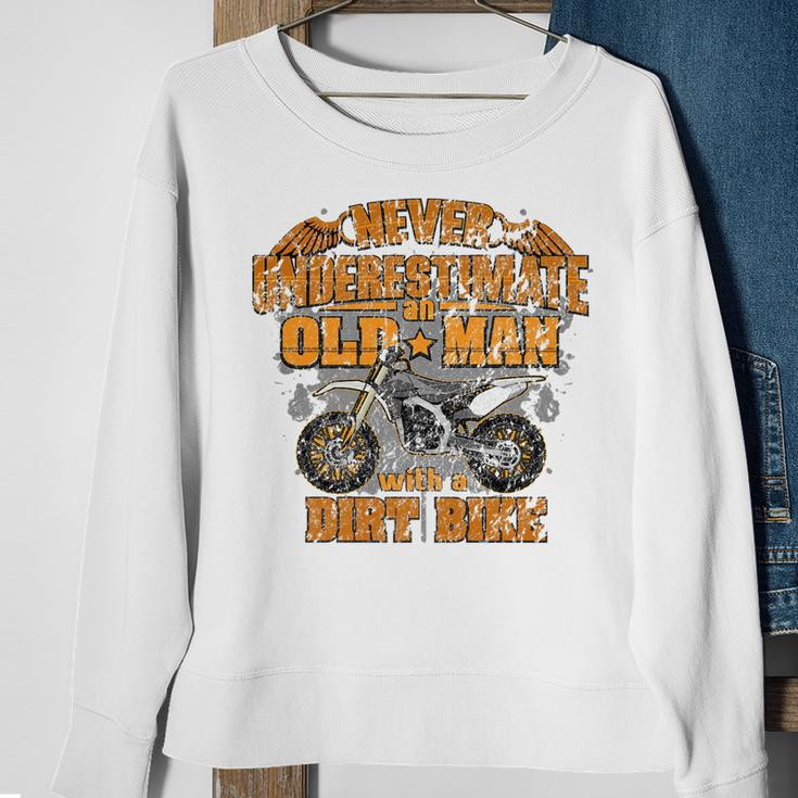 Never Underestimate Dad Motocross Mx Dirt BikeGift Sweatshirt Gifts for Old Women