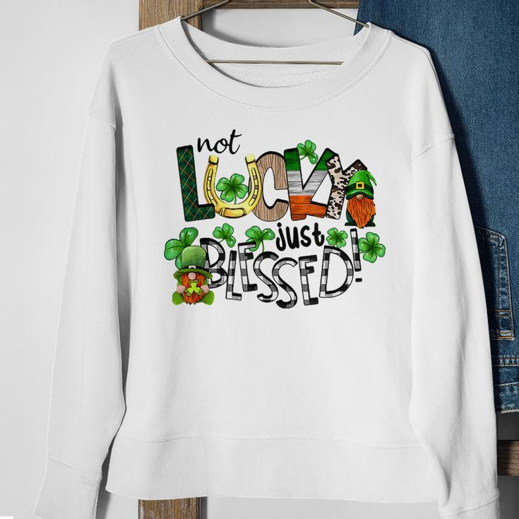 Not Lucky Just Blessed Gnomes Shamrock Saint Patricks Day Sweatshirt Gifts for Old Women