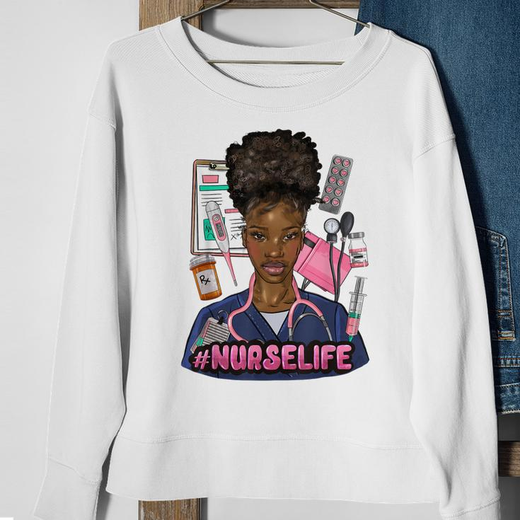 Nurse Life Messy Bun Afro Medical Assistant African American Sweatshirt Gifts for Old Women