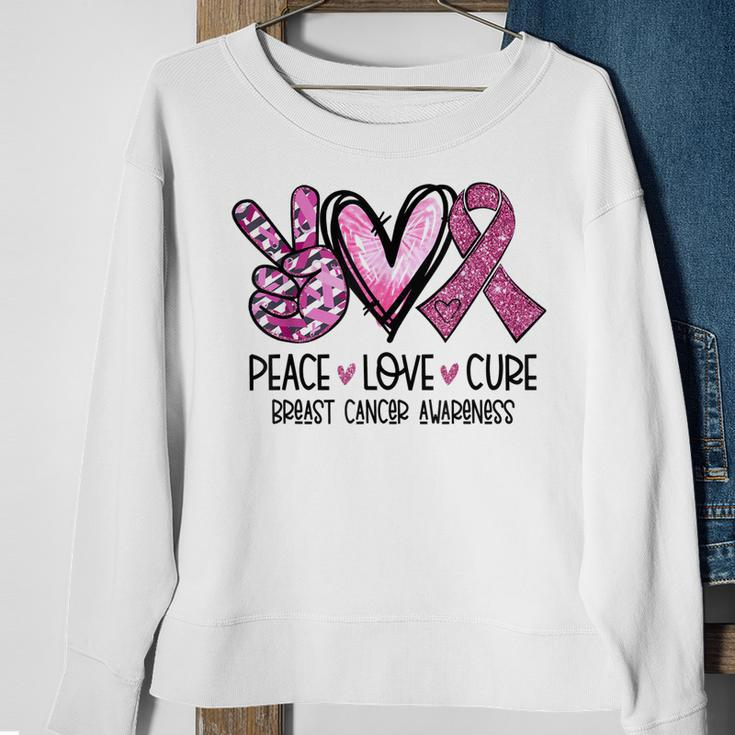 Peace Love Cure Pink Ribbon Cancer Breast Awareness Sweatshirt Gifts for Old Women