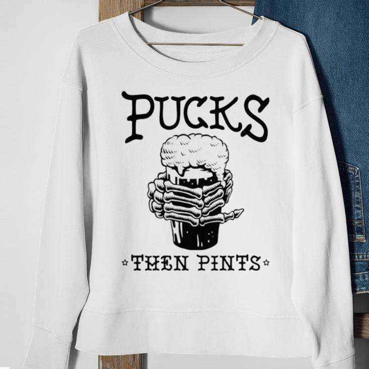 Pucks Then Pints Beer Sweatshirt Gifts for Old Women