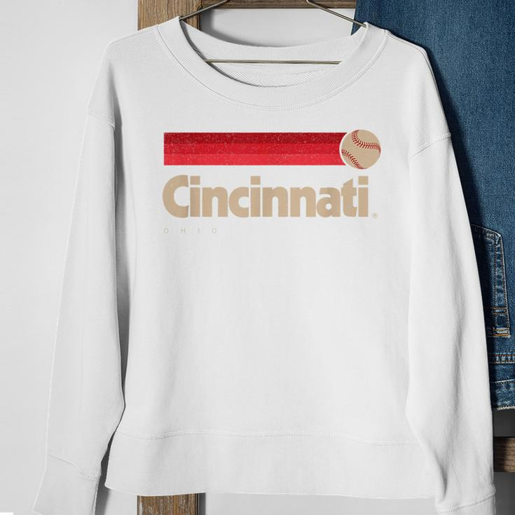 Red Cincinnati Baseball Softball City Ohio Retro Cincinnati Sweatshirt Gifts for Old Women