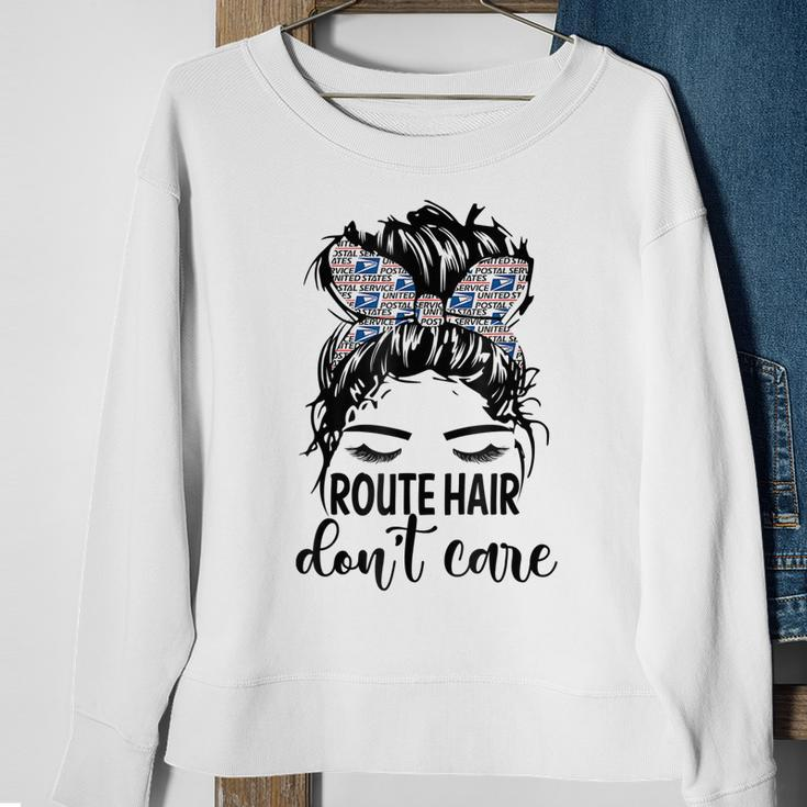 Route Hair Dont Care Messy Bun Mom Funny Mothers Day Womens Sweatshirt Gifts for Old Women