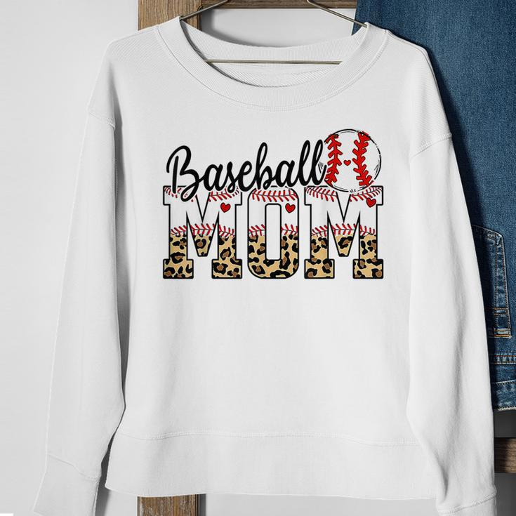 Softball Baseball Mom Leopard Mothers Day Sweatshirt Gifts for Old Women