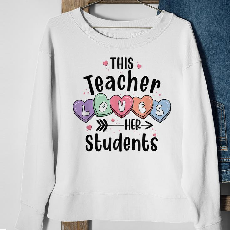 This Teacher Loves Her Students Valentines Day Cute Teacher Sweatshirt Gifts for Old Women