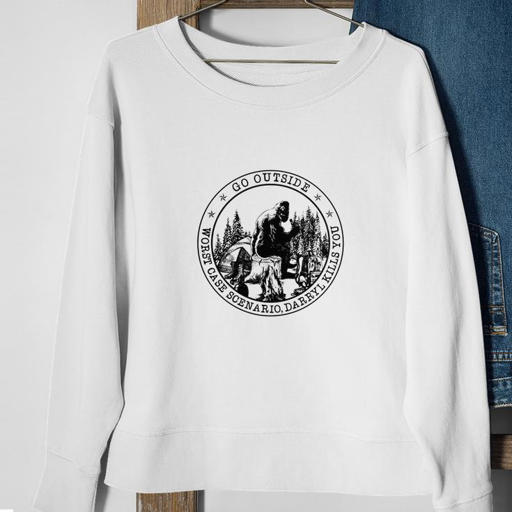 Weißes Herren-Sweatshirt Outdoor-Motiv Go Outside - Worst Case Scenario Vintage Geschenke für alte Frauen