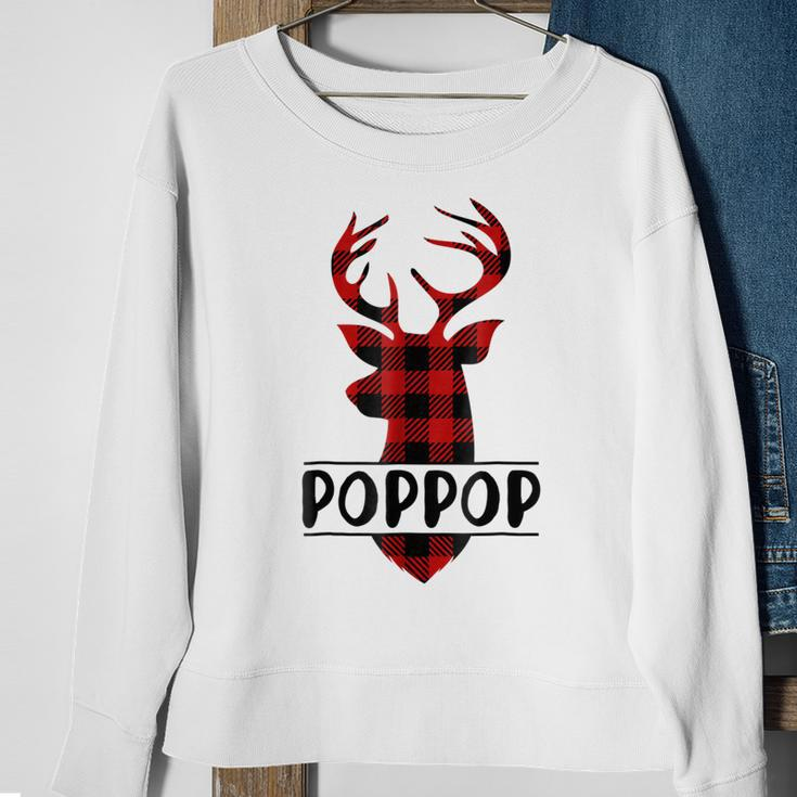 Xmas Buffalo Plaid Reindeer Poppop Family Christmas Sweatshirt Gifts for Old Women