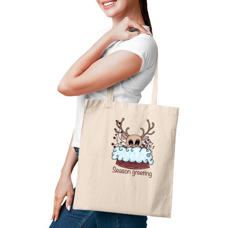 Christmas Cute Reindeer Season Greeting Tote Bag