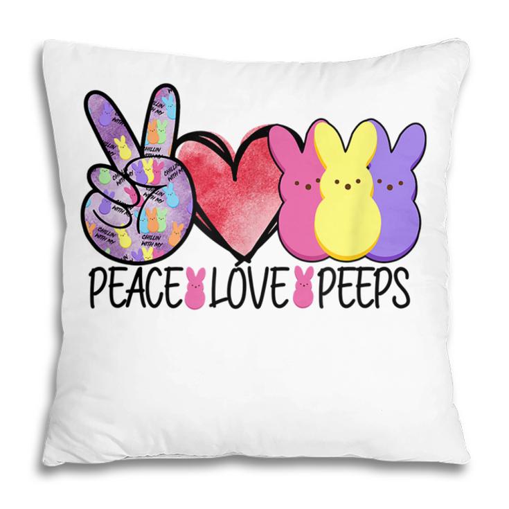 Peace Love Peeps Funny Easter Bunny Womens Kids Teacher Pillow