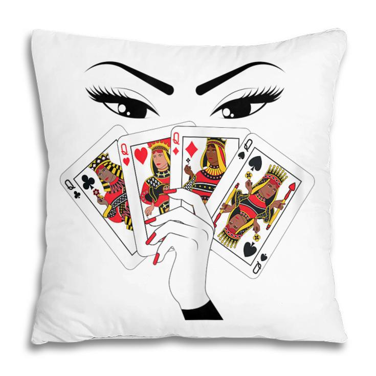 All Melanin Queens Playing Her Hand Gift For Womens Pillow