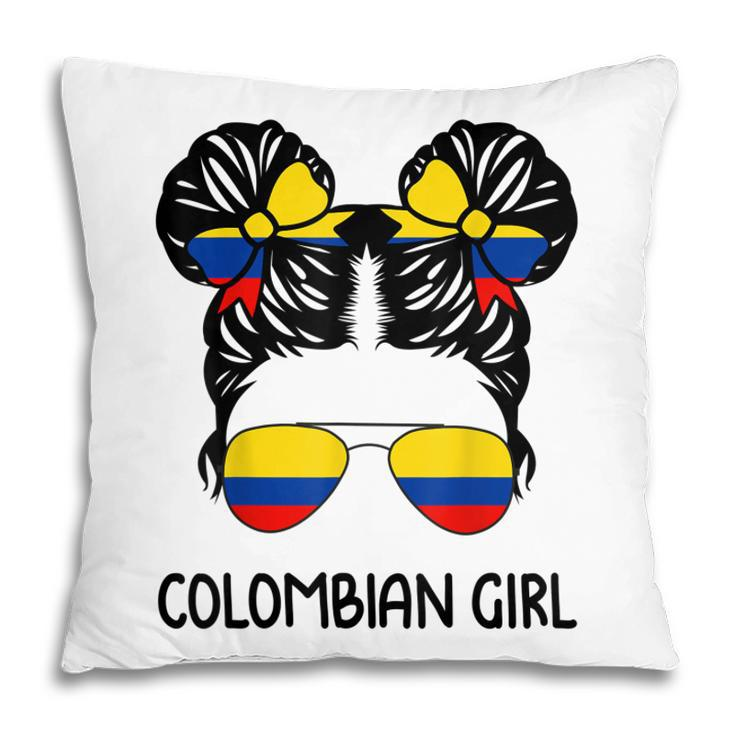 Colombian Girl Messy Hair Patriotic Colombia Pride Womens Pillow