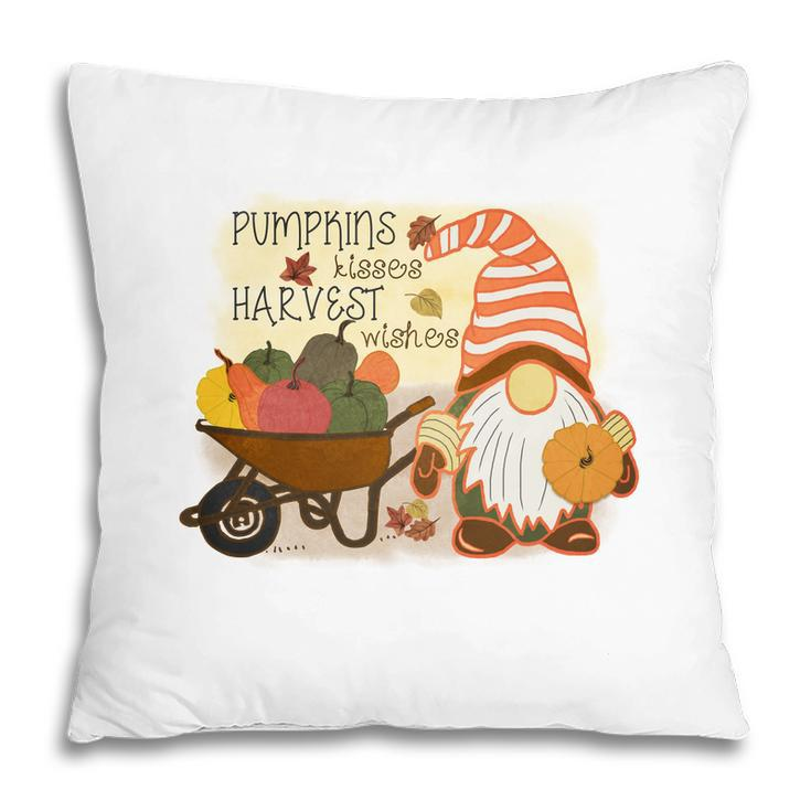 Funny Fall Gnomes Pumpkin Kisses And Harvest Wishes Pillow