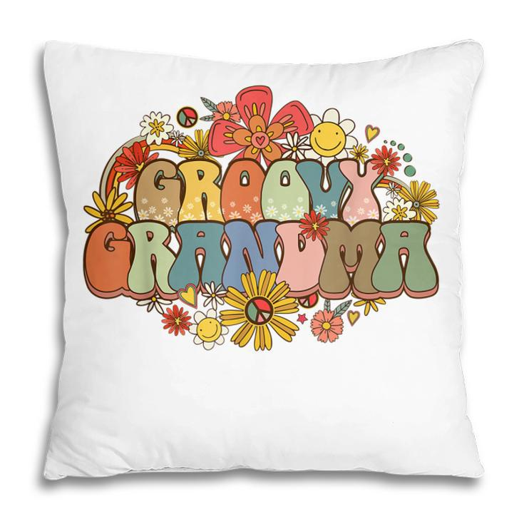 Groovy Grandma Vintage Colorful Flowers Design Grandmother Pillow
