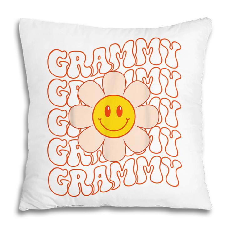 Retro Groovy Grammy Happy Face Smile Daisy Flower Grandma Pillow