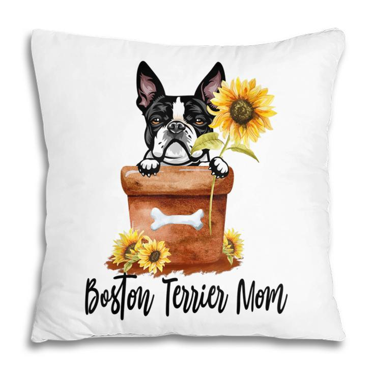 Sunflower Boston Terrier Mom Dog Lover Gifts Gift For Womens Pillow