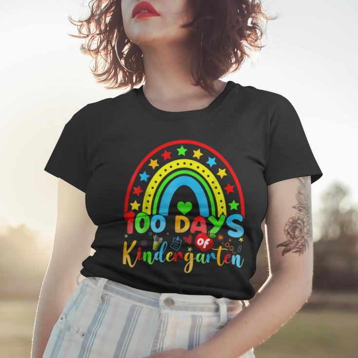 100 Days Of Kindergarten Teacher - 100 Days Smarter Rainbow Women T-shirt Gifts for Her