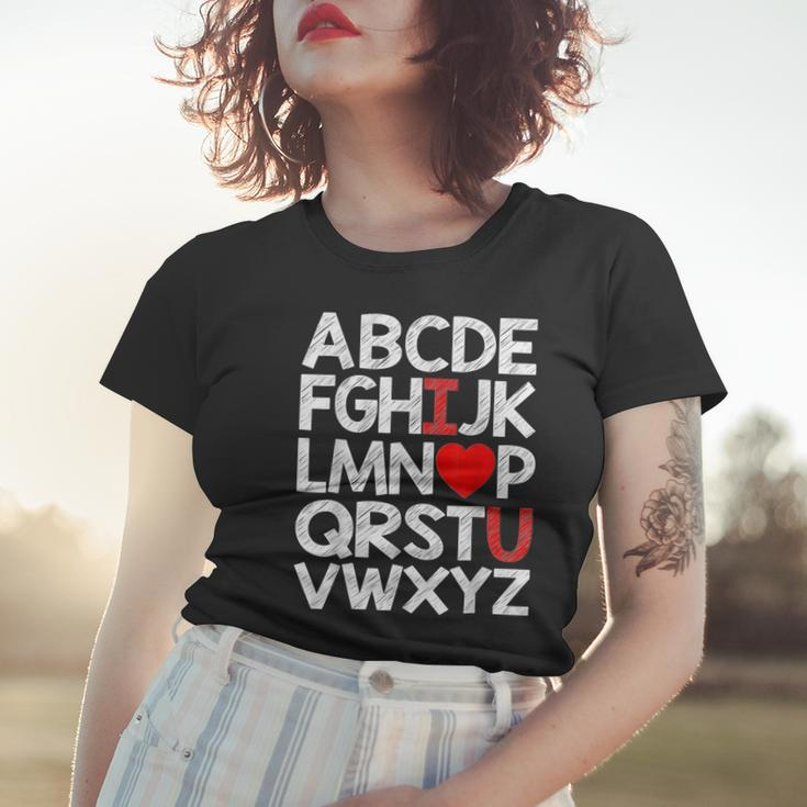 Abc Chalk Alphabet I Love You English Teacher Valentines Day V2 Women T-shirt Gifts for Her