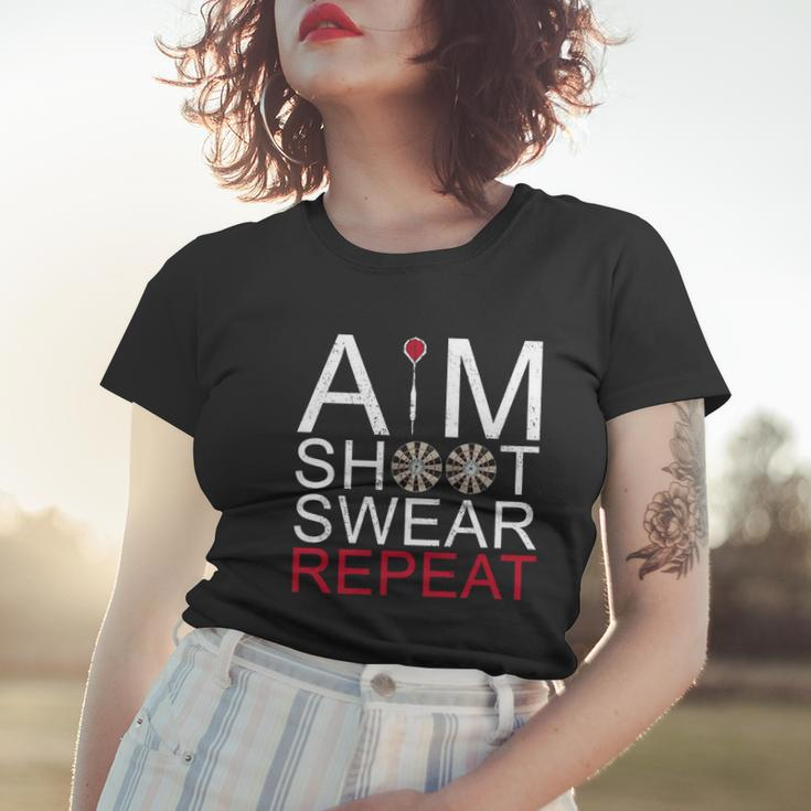 Aim Shoot Swear Repeat Darts Retro Vintage Gift Women T-shirt Gifts for Her