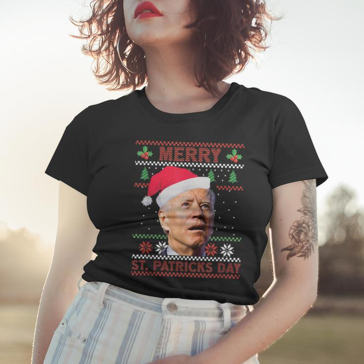 Anti Biden Merry St Patricks Day Ugly Christmas Sweater Women T-shirt Gifts for Her