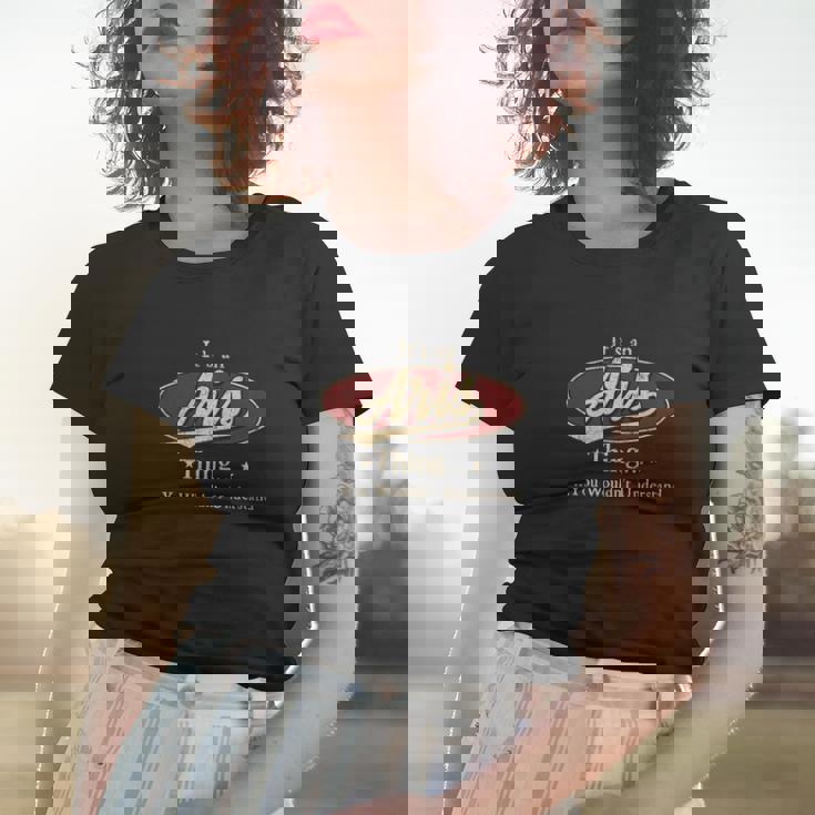 Aris Name Aris Family Name Crest Women T-shirt Gifts for Her