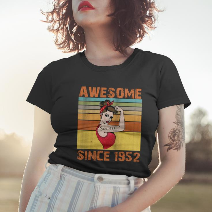 Awesome Since 1952 70Th Birthday Messy Bun Women T-shirt Gifts for Her