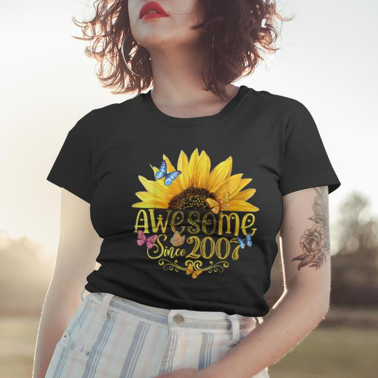Awesome Since 2007 Sunflower 16Th Birthday Vintage 2007 Women T-shirt Gifts for Her