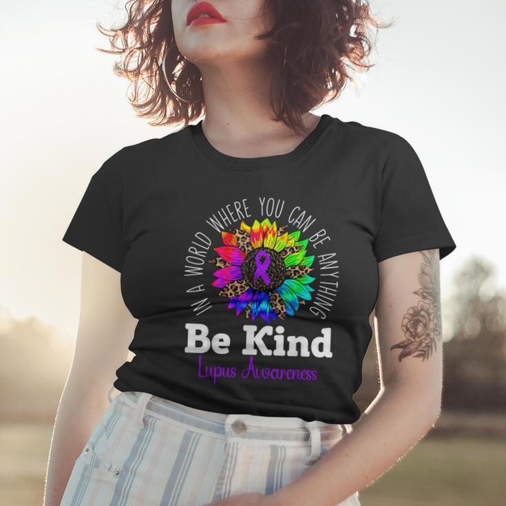 Be Kind Purple Ribbon Sunflower Lupus Awareness Women T-shirt Gifts for Her