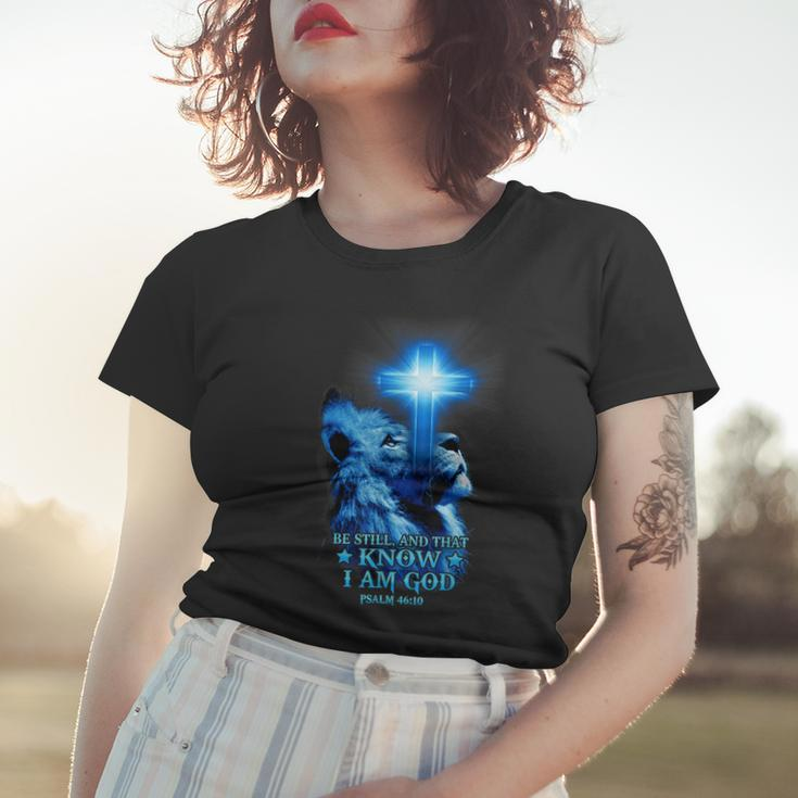 Be Still Christian Quote Bible Verse Lion Cross Religious Women T-shirt Gifts for Her
