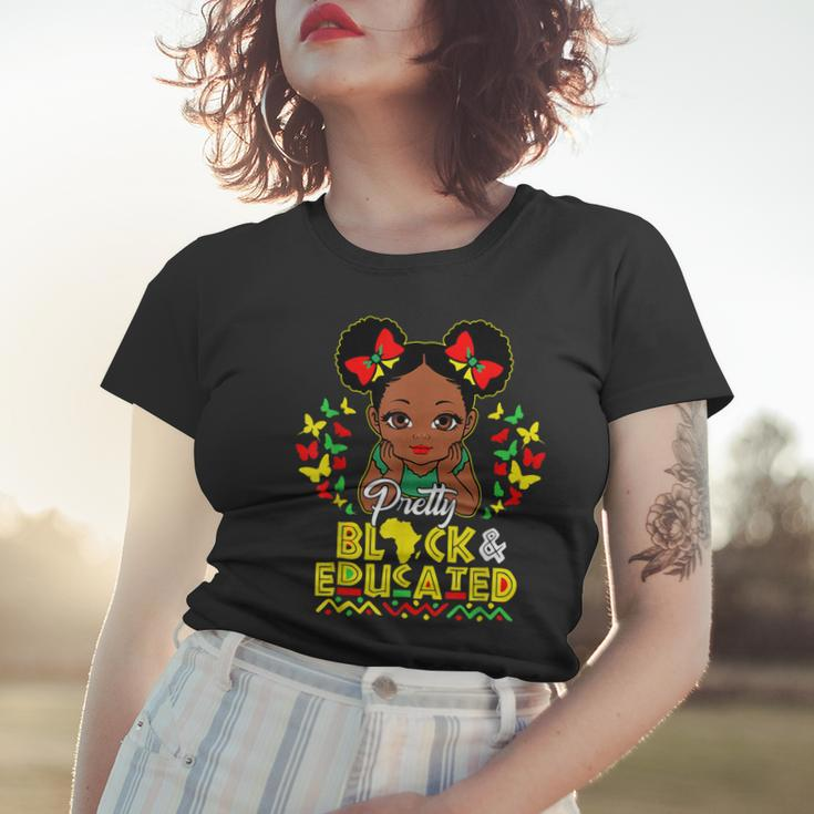 Black History Month Pretty Black And Educated Queen Girls Women T-shirt Gifts for Her