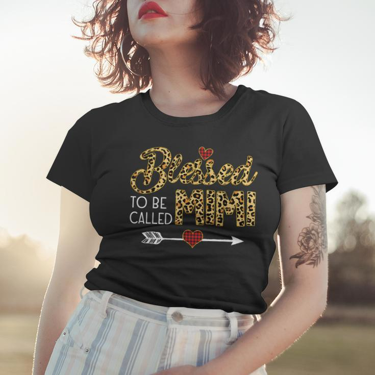 Blessed To Be Called Mimi Leopart Red Plaid Buffalo Xmas Women T-shirt Gifts for Her