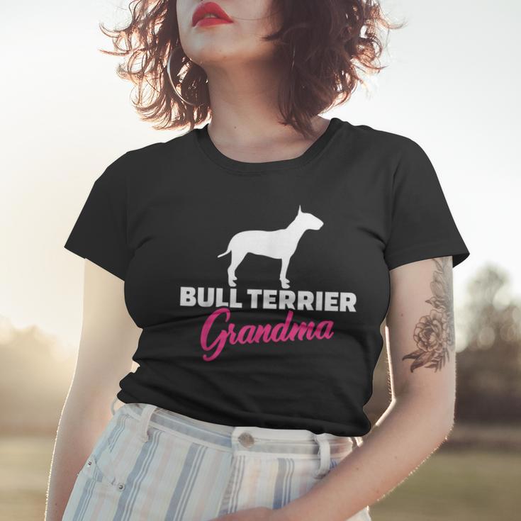 Bullterrier Oma Schwarzes Frauen Tshirt, Hunde Silhouette & Text in Pink Geschenke für Sie