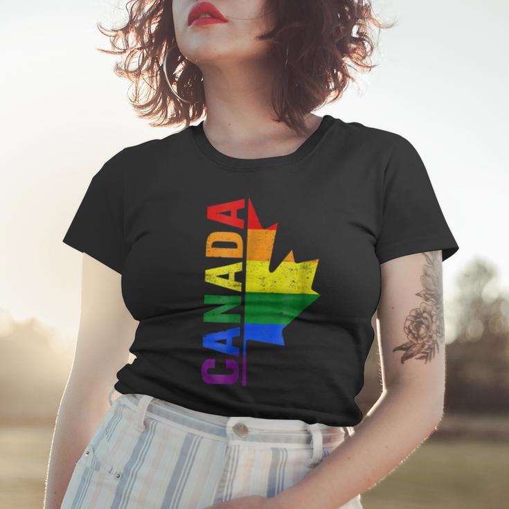 Canada Day Gay Half Canadian Flag Rainbow Lgbt T-Shirt Women T-shirt Gifts for Her