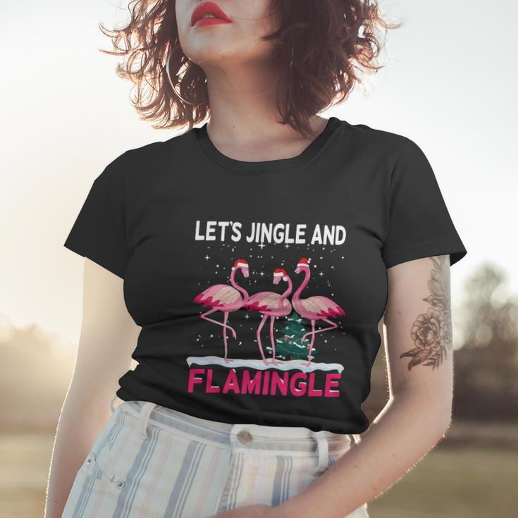 Christmas Flamingo Funny Pink Flamingle Xmas Women T-shirt Gifts for Her