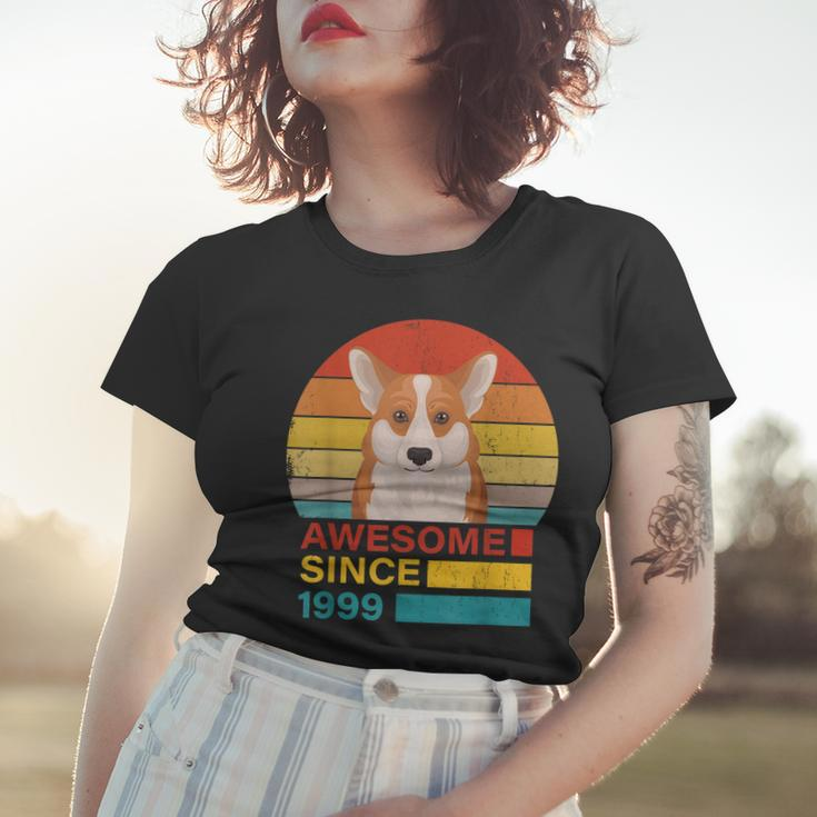 Corgi 1999 Retro Sonnenuntergang Frauen Tshirt, Lustiges Vintage Geburtstagsdesign Geschenke für Sie