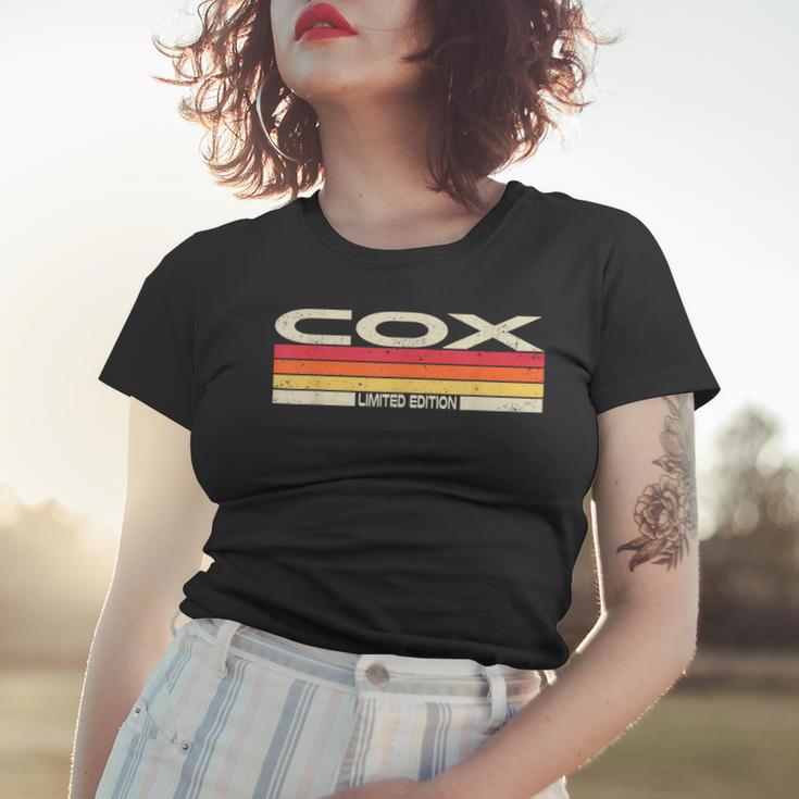 Cox Nachname Retro Sunset Frauen Tshirt, 80er 90er Jahre Geburtstag Familientreffen Geschenke für Sie