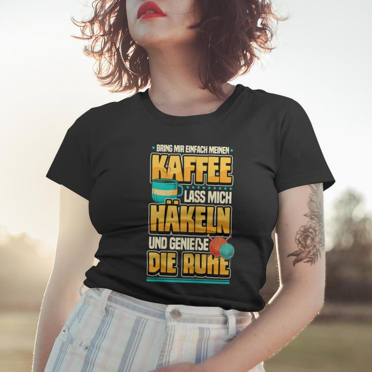 Damen Lustig Stricken Wolle Nähen Kaffee Spruch Geschenk Frauen Tshirt Geschenke für Sie
