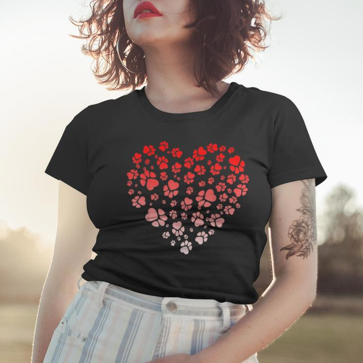 Dog Paw Gifts Love & Heart Puppy Dog Valentines Day Women T-shirt Gifts for Her