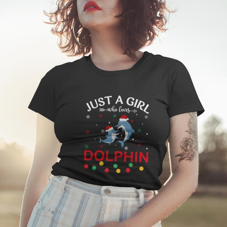 Dolphin Lovers Xmas Pajama Funny Ugly Christmas Sweater Gift Women T-shirt Gifts for Her