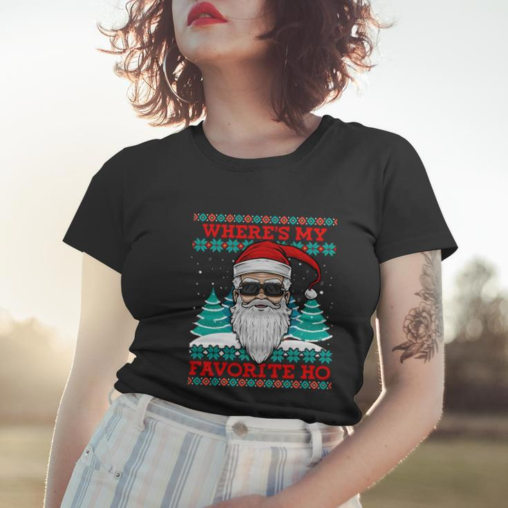 Evil Santa Wheres My Favorite Ho Funny Ugly Christmas Gift Women T-shirt Gifts for Her