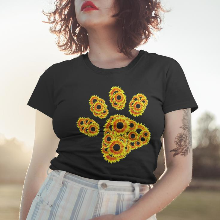Flower Mom Pet Paw Print Of Sunflower Cat Or Dog Paw Women T-shirt Gifts for Her