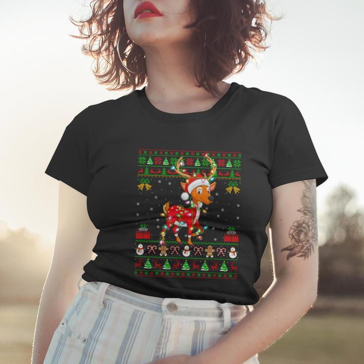 Funny Deer Animal Lover Matching Santa Ugly Deer Christmas Meaningful Gift Women T-shirt Gifts for Her