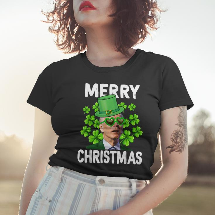 Funny Joe Biden Merry Christmas Confused St Patricks Day V3 Women T-shirt Gifts for Her