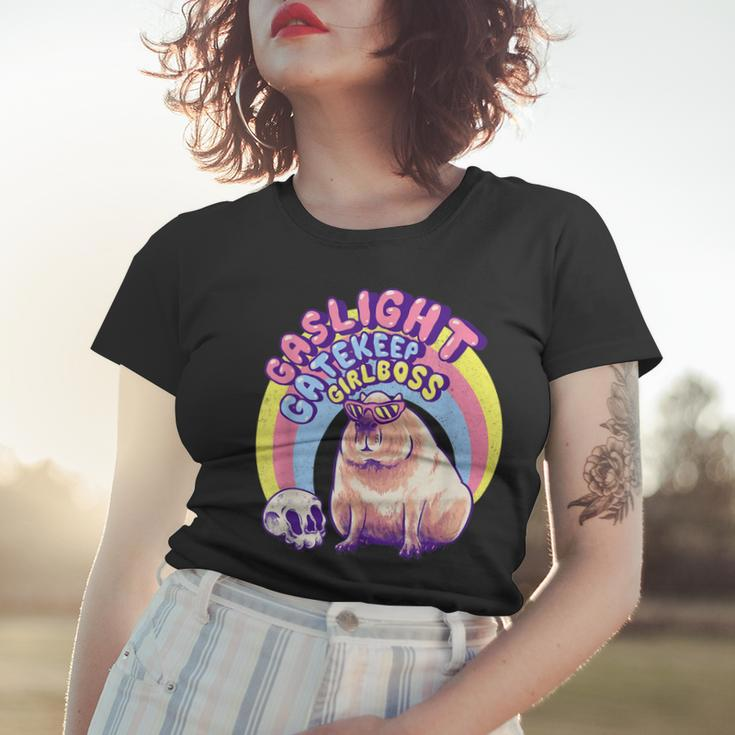 Gaslight Gatekeep Girlboss Capybara Momcore Karen Sunglasses Women T-shirt Gifts for Her