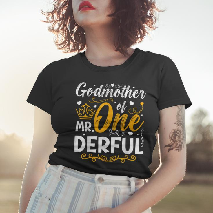Godmother Of Mr One Derful Party Family 1St Birthday Women T-shirt Gifts for Her