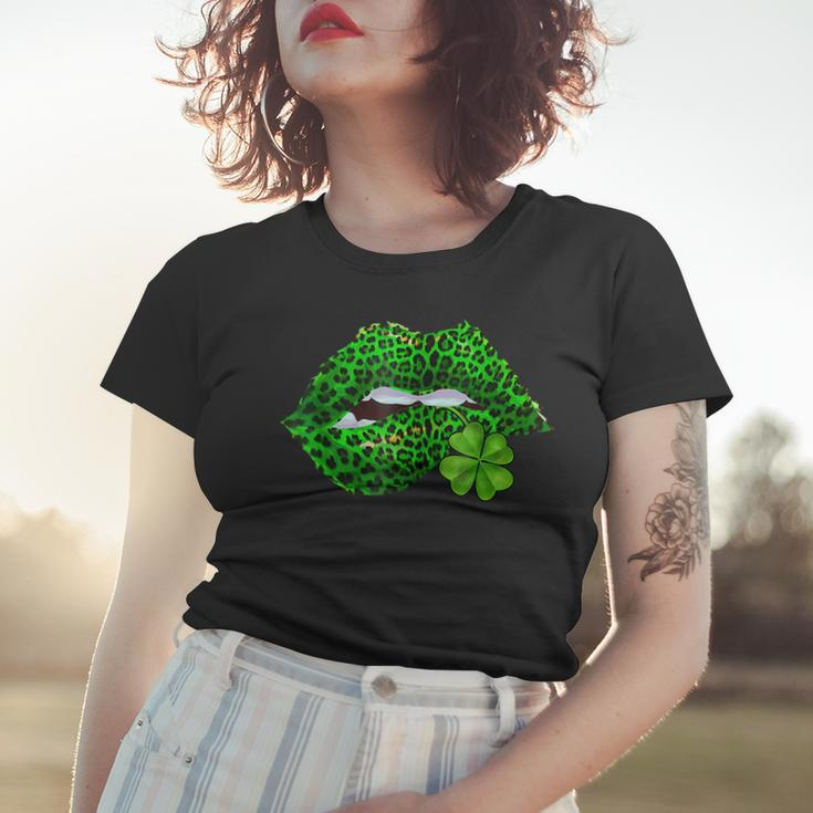 Green Lips Sexy Irish Leopard Shamrock St Patricks Day V3 Women T-shirt Gifts for Her