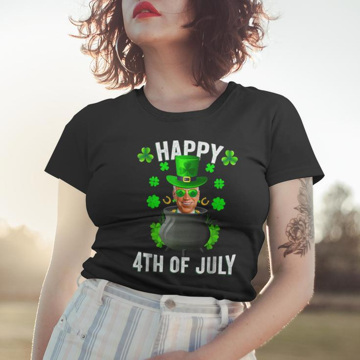 Happy 4Th Of July Funny Joe Biden Leprechaun St Patricks Day Women T-shirt Gifts for Her