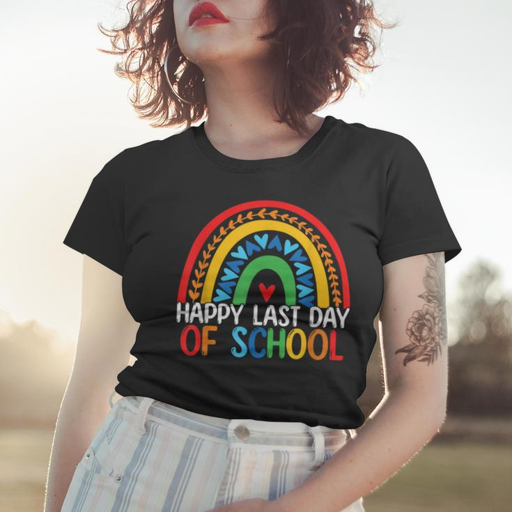 Happy Last Day Of School Rainbow Teacher Student End Of Year Women T-shirt Gifts for Her