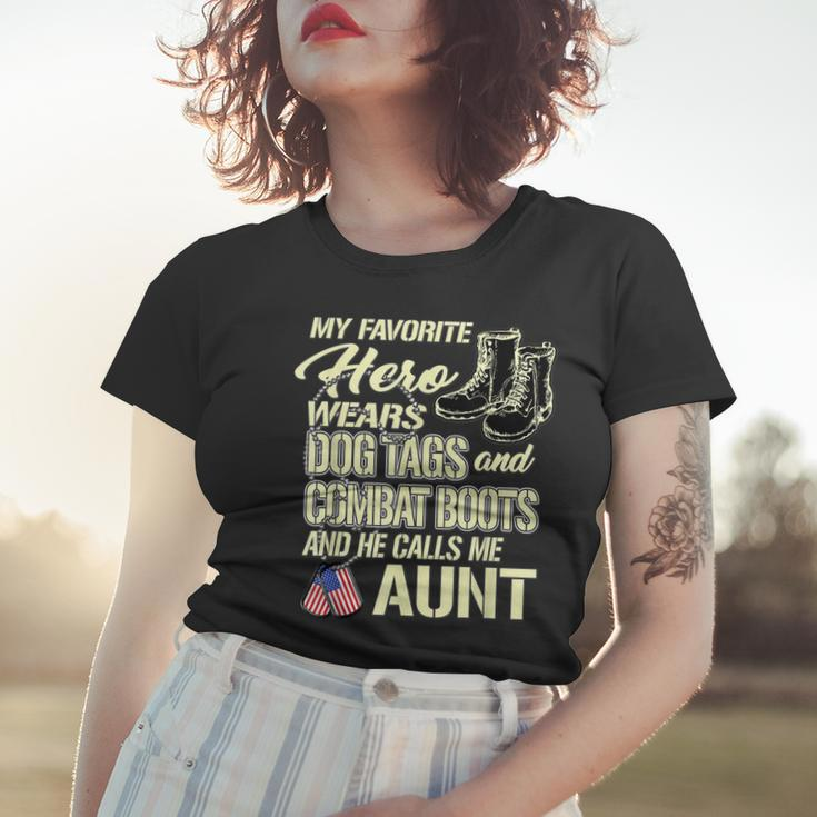 Hero Wears Dog Tags Combat Boots Proud Military Aunt Gift Women T-shirt Gifts for Her