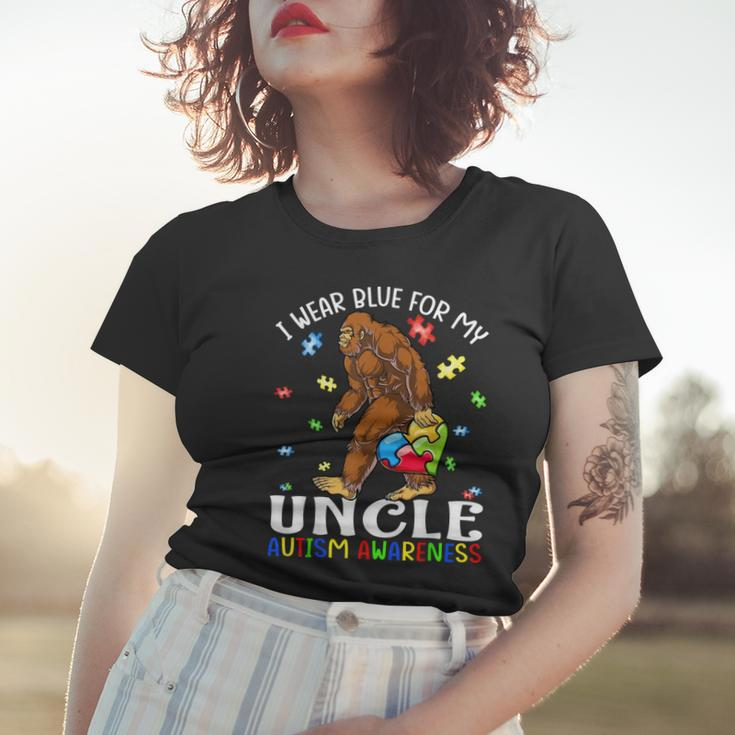 I Wear Blue For My Uncle Autism Awareness Bigfoot Women T-shirt Gifts for Her