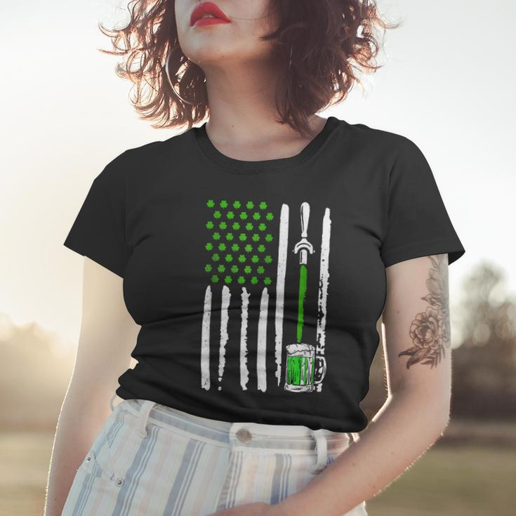 Irish American Flag Draft Beer Shamrock St Patricks Day Women T-shirt Gifts for Her